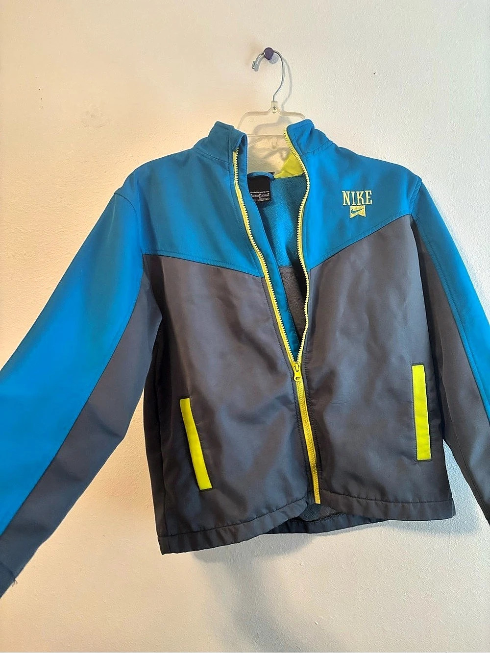 Nike Color Block Jacket in Blue & Gray Size Medium boys fleece interior great
